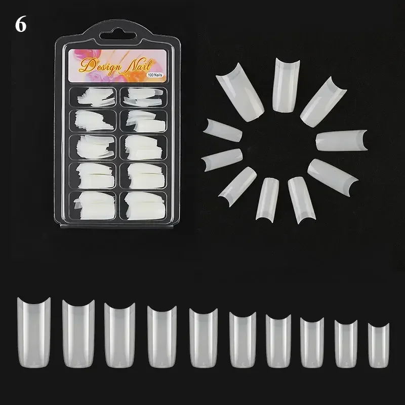 Natural Transparent Seamless Full Coverage False Nail Tips - 100pcs/box