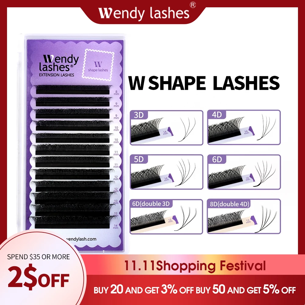 Wendy Lashes W Shape Bloom 3D/4D/5D/6D/8D Premade Volume YY Shape Fake Eyelashes Makeup Supplies High Quality Natural Cílios YY