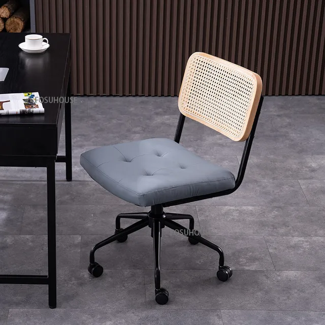Nordic Rattan Office Chair For Office Furniture Lifting Pulley Backrest Armrest Office Chairs