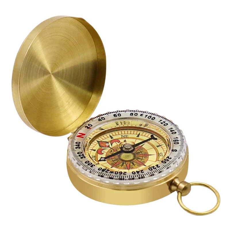 Survival Compass Hiking Brass Portable Pocket Watch Type Camping Outdoor Travel Tactical Tool Luminous Waterproof