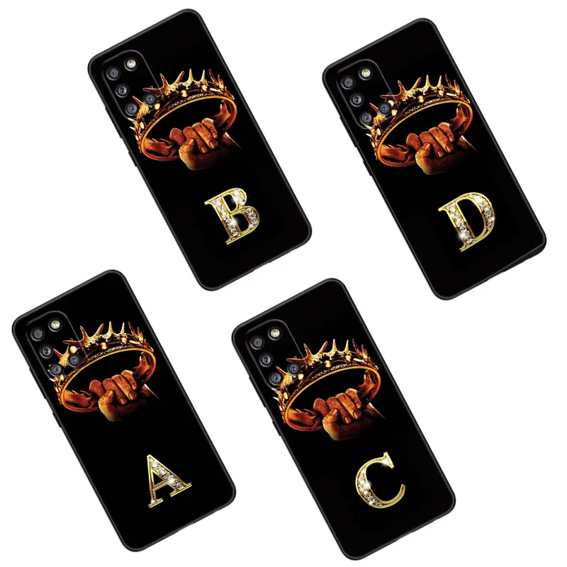 Custodia Per Telefono Diamond Crown Letter A-Z Per Samsung Galaxy A01 A03 Core A02 A10 A20 S A20E A30 A40 A41 A5 A6 A8 Plus A7 A9 Tpu Cover
