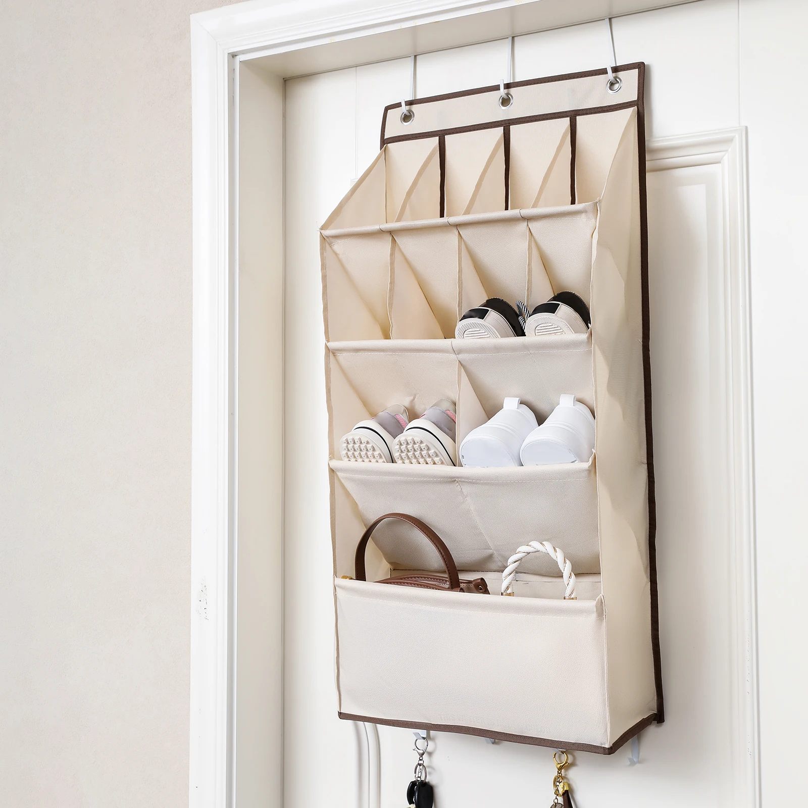 24 Over The Door Shoe Organizer Rack Hanging Storage Holder Hanger Bag Closet - Foto 10