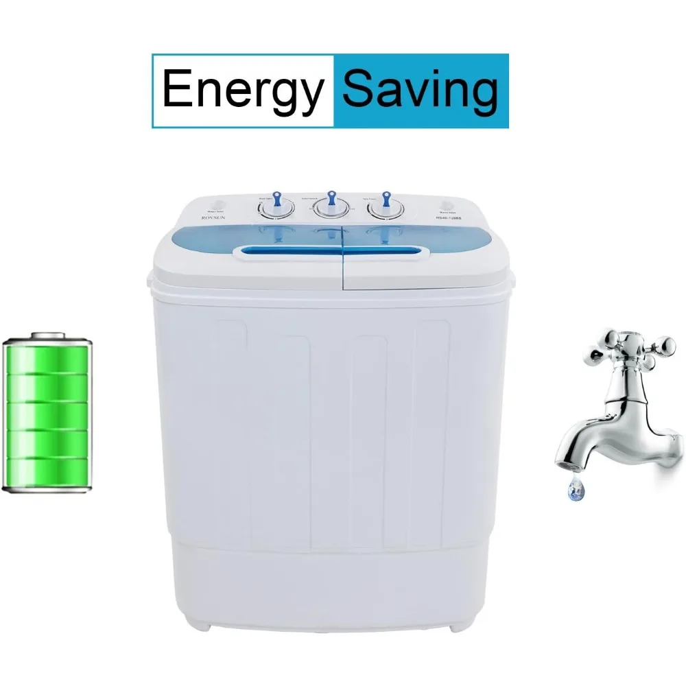15LBS Portable Washing Machine with Draining Pump Electric Mini Washer Twin Tub Washer 5