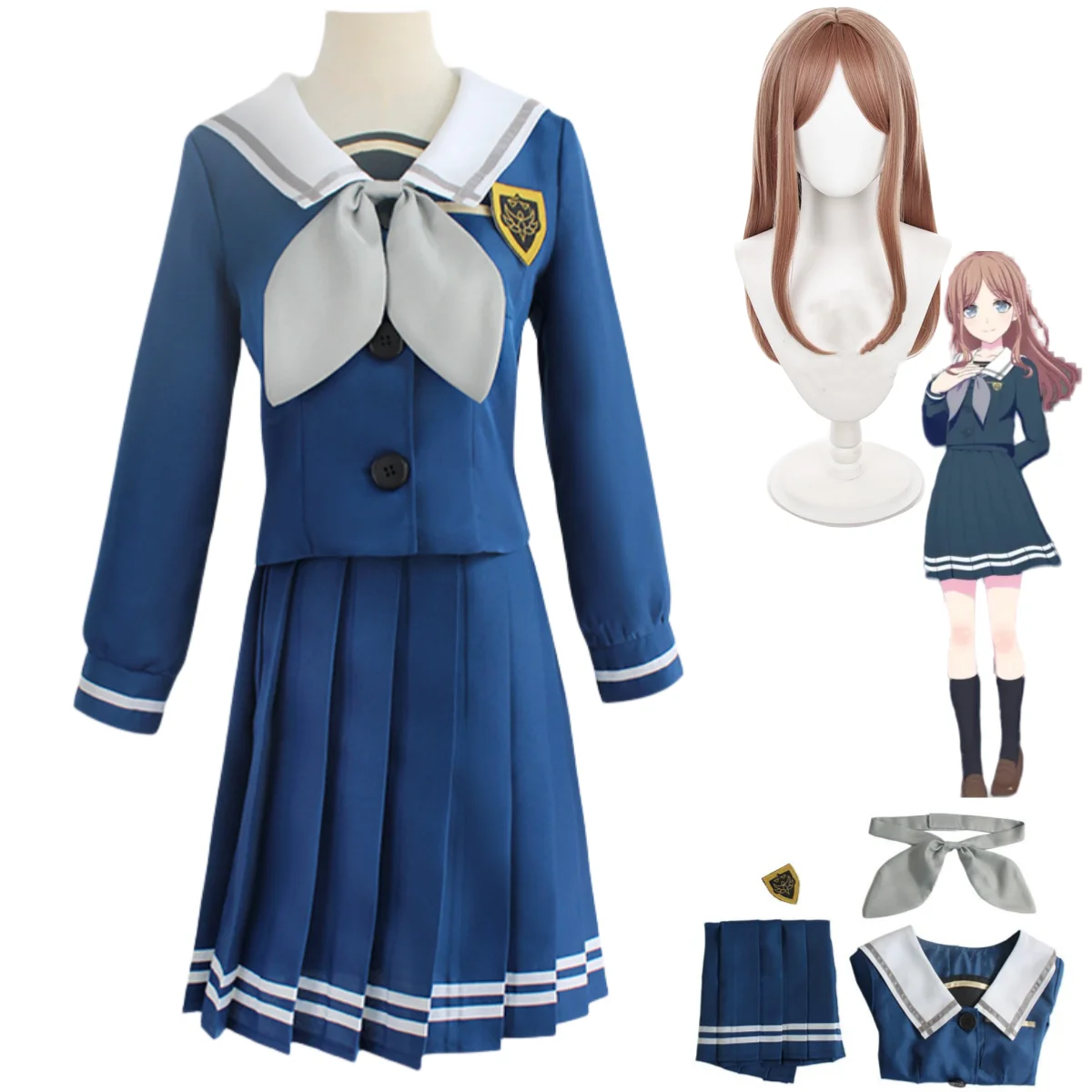 

Anime BanG Dream! It's MyGO!!!!! Soyo Nagasaki Cosplay Costume Wig Sailor Suit JK School Uniform Skirt Woman Kawaii Party Set