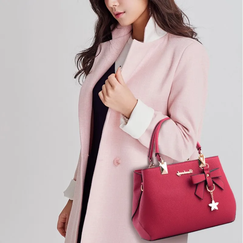 Yogodlns Elegant Women Messenger Bags with flower pendant Office Ladies Totes Pure Leather Handbag for female Crossbody Shoulder 3