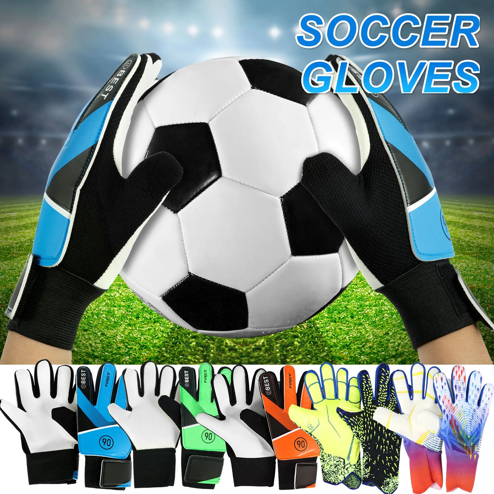 Kids Soccer Goalie Gloves 5/6/7 Size Children Football Goalkeeper