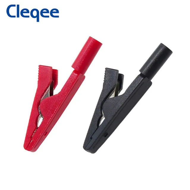 Cleqee P2009 Full Insulated Mini Alligator Clip with 2mm Socket