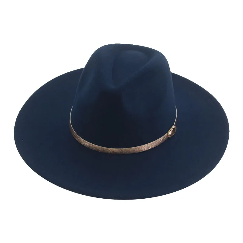 Fedoras Hat Hats for Women Panama Wide Brim 9.5cm Men Women Luxury Belt Band Formal Wedding Church Felted Hat Sombreros De Mujer wide brim fedora