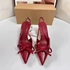 Red Bow Slingbacks High Heels for Woman Sexy Pointed Toe Patent Leather High Heels 2025 Autumn Elegant Woman Heeled Shoes 4