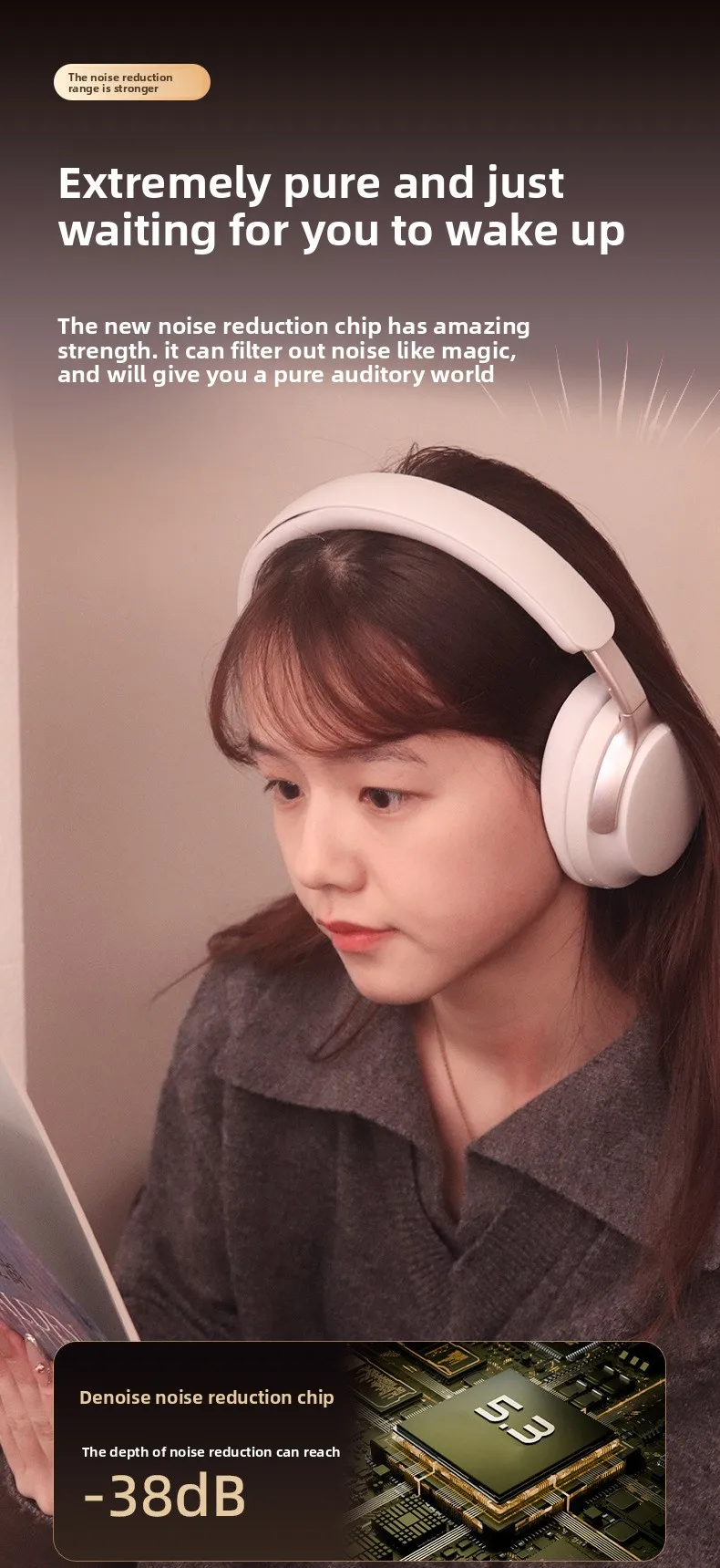 2025 model over-ear headphones with ANC active noise cancellation, HIFI high-qua