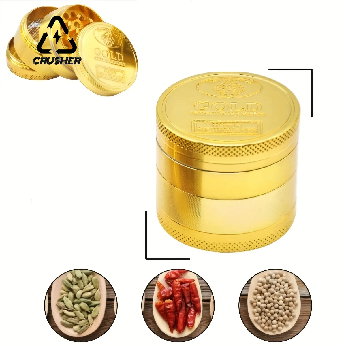 40/50/63mm 4-Layer Zinc Alloy Herbal Herb Grinders Smoking Metal Tobacco Cutting Pipe Accessories Tobacco Pipes Herb Mills
