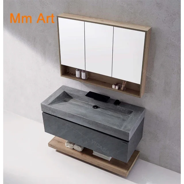 grey color slate surface bathroom vanity cabinets with bathroom mirror cabinet