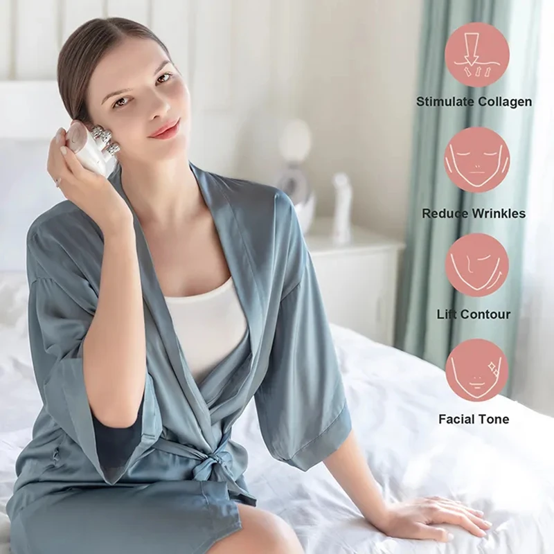 EMS 5 in 1 RF Facial Massager Massage Head Home Use Facial Device Promote Face Cream Absorption 5 Light Color Modes Beauty Tools