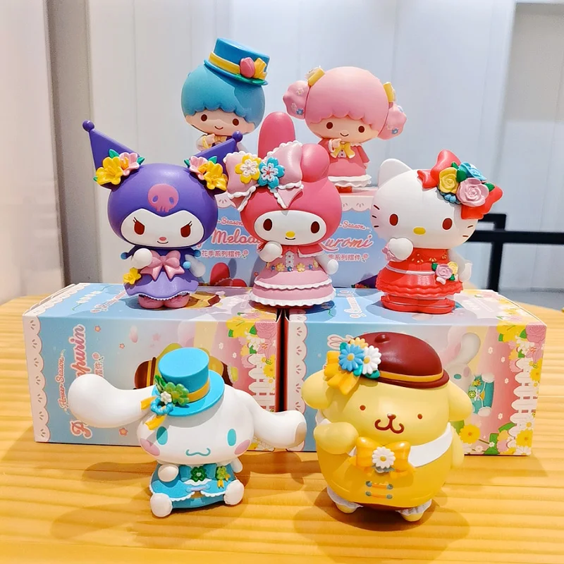 

Новые оригинальные украшения Sanrio серии цветов, Нефритовый гуйгоу, Kuromi Sanrio, открытая коробка, ручная оптовая продажа, модель