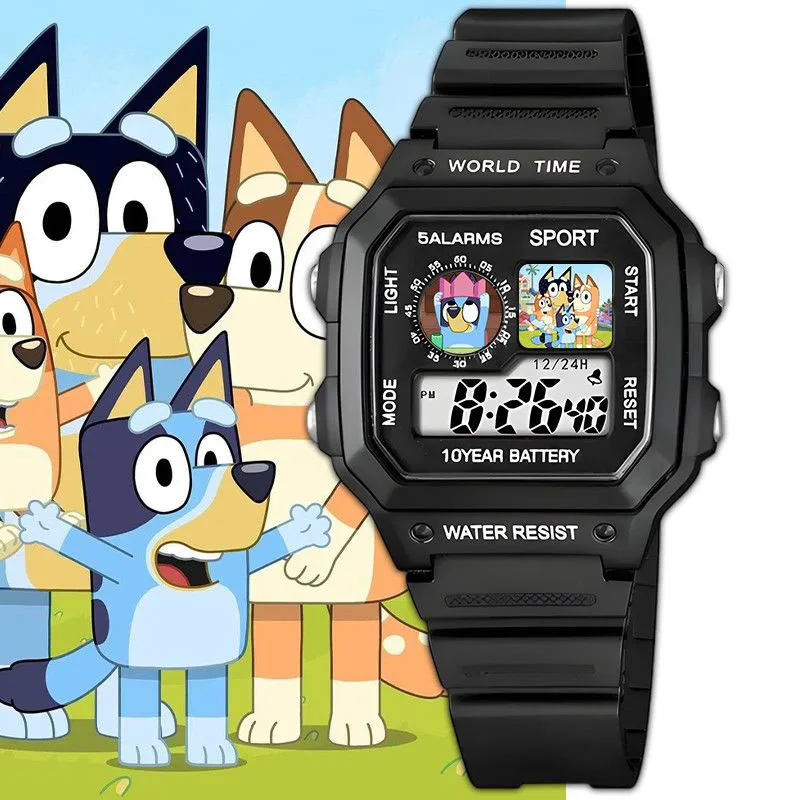 Anime Bluey Cartoon Watch Cute Kids Student Waterproof Wear Resistant Shockproof Kawaii Accessories Electronic Watch Toys Gift 5