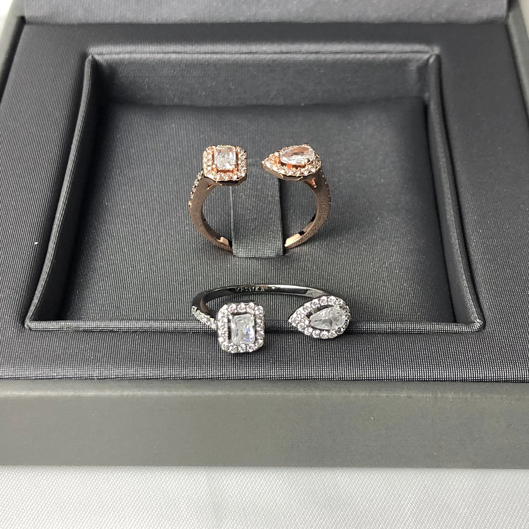 

925 Sterling Silver Luxury Jewelry My Twin Series Opening Design Women's Diamond Ring. Unique Wedding And Engagement Gifts
