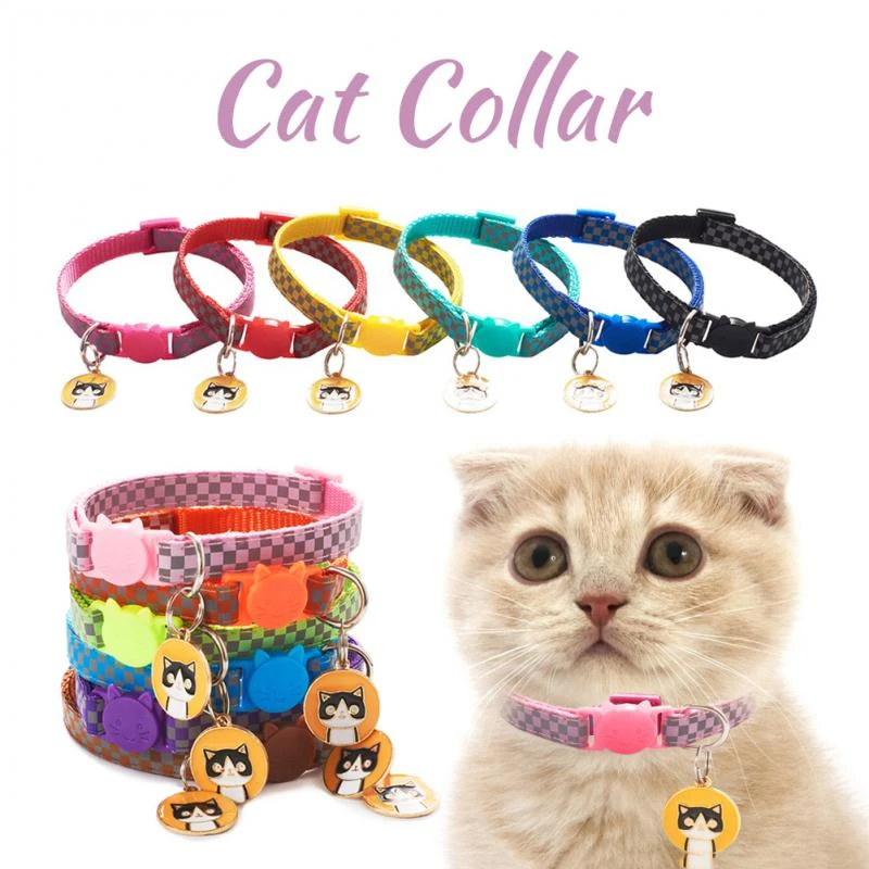 Collares de campana de colores para gatos, collares personalizados con  hebilla ajustable, accesorios para gatos| | - AliExpress