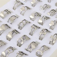 36 Pcs/lot A-Z 26 Letters Heart Stainless Steel Rings for Women Initial Alphabet Couple Ring Female Jewelry Best Friend Gifts 2
