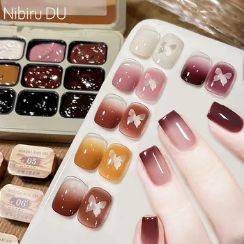 Nail Art Glue 9-grid Color Painting Glue High Saturation Thick Gradient Nail Polish Glue for Nails Salon Manicure Tools