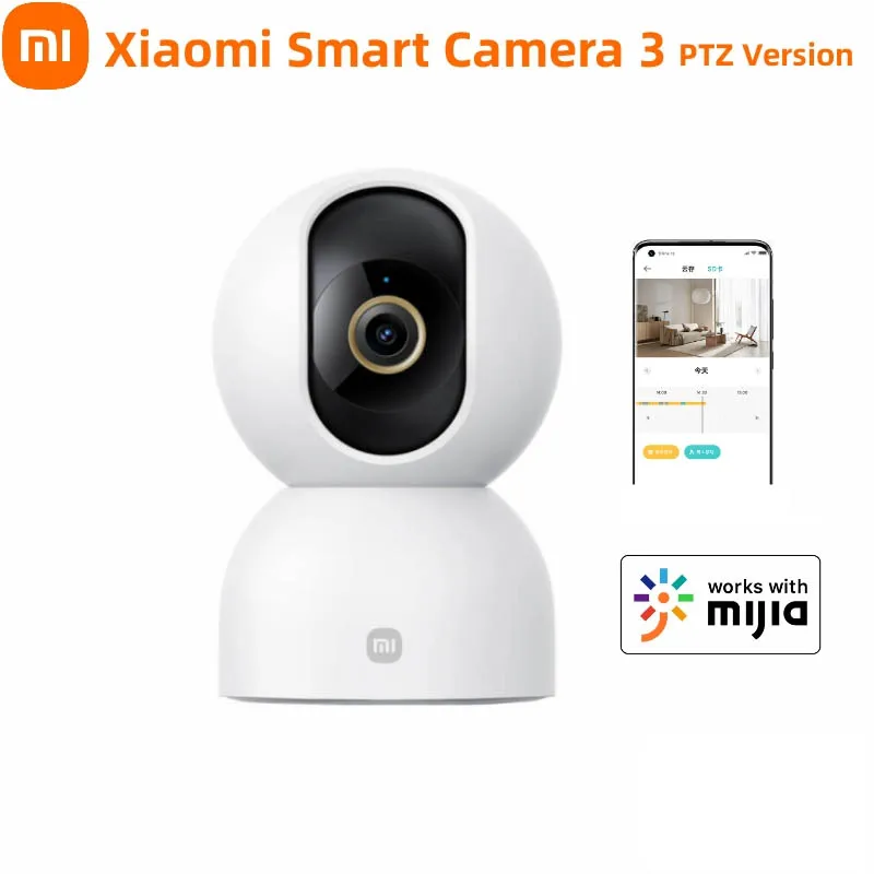 

Xiaomi Smart Camera 3 PTZ Edition 3K полноцветная двунаправленная речь 5 мегапикселей обзор 360 ° работа инфракрасное ночное видение