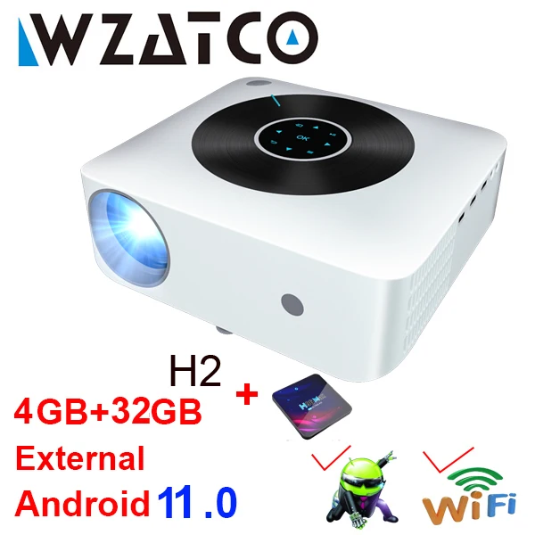 WZATCO H2 H1 Full HD 1920*1080P 4K Projector Android WiFi LED Portable TV Proyector for Home Theater Movies Smart Phone Beamer best buy projector Projectors