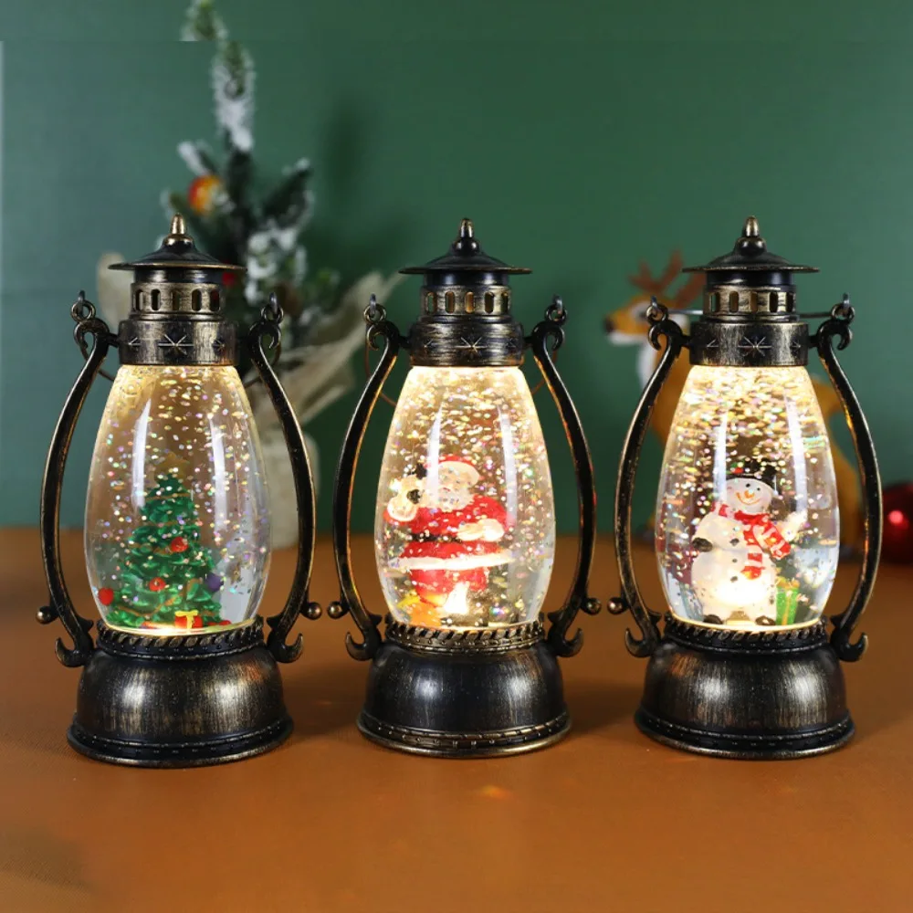 

illuminated Christmas Oil Lamp Santa Crystal Ball Christmas Wind Lamp Snowman Glowing Christmas Decorative Lantern Bedroom