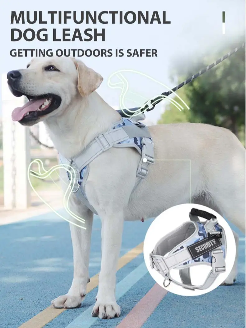 L ANG Personalized Name Dog Harness Breathable Adjustable Pet