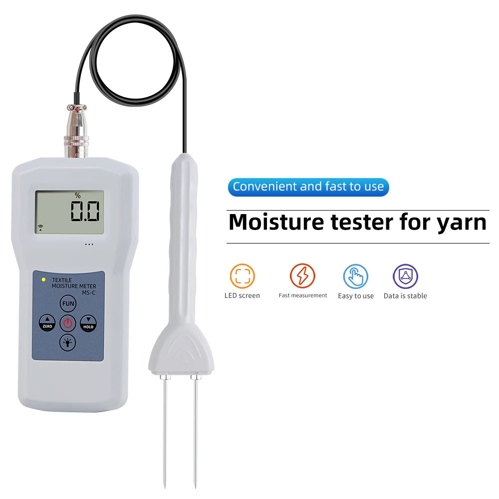 

Moisture Meter for Yarm with Double Probe Textile Humidity Instruments Accurate Measurement Cotton Lint Dryness Silk Hygrometer