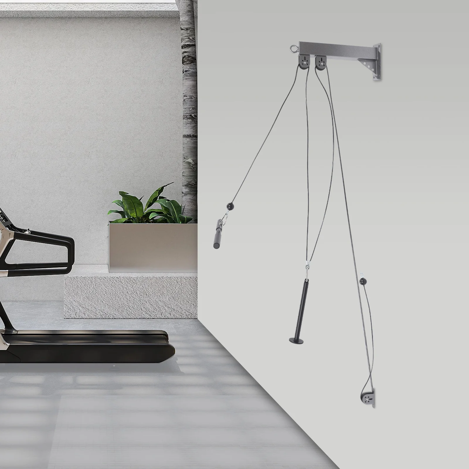 1. Wandmontiertes Fitness-Seilzugsystem, Schwarzes Stahl-Nylon-Heimtrainer-Kabelzugset, 150KG Belastbares Lat-Pull-Down-Trainingskit für Ganzkörper-Workout in Heim-Fitnessräumen – Detail 7