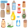 1Pcs Montessori Kitchen Toys Wooden Kitchen Play House Simulation Play House Condiment Bottles Educational Toy for Children Gift 1