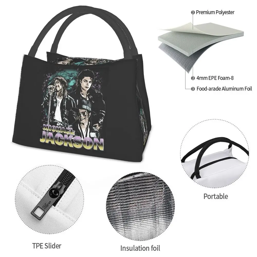 Michael Jackson Insulated Lunch Bag for Women Kids Portable Food Boxes Thermal Lunch Box Tote
