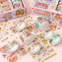 Cute Kawaii Washi Masking Tape Set, Memo Note for DIY Crafts Aesthetic Scrapbooking Sticker, Cute Animal Decorative Masking Tape 6