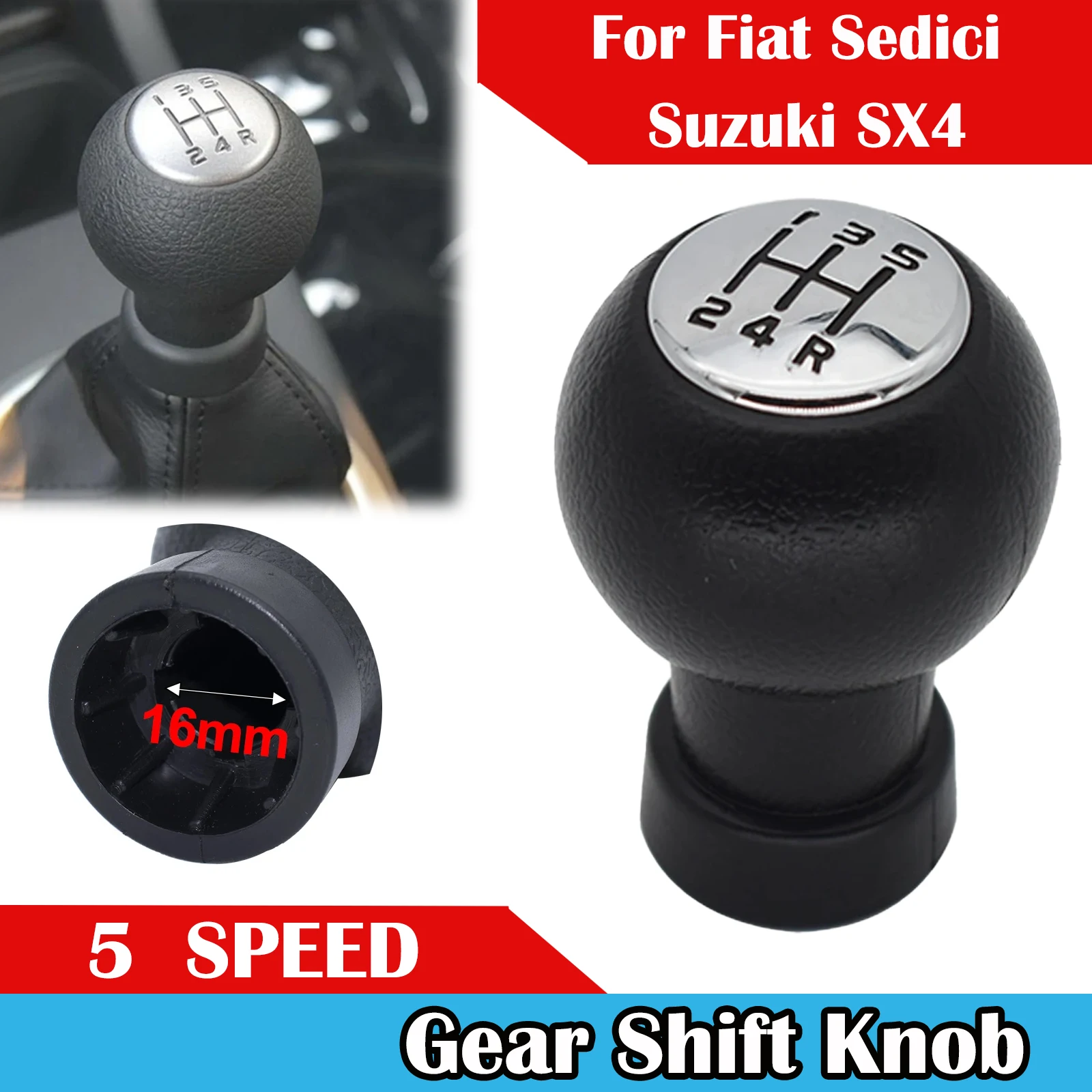 Pomello Del Cambio A 5 Velocità Per Fiat Sedici Suzuki Sx4 Stick Lever Pen Handle T Type Adattatore Manuale Manicotto Interno Ghetta Boot Cover