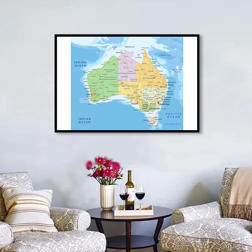 90-60cm-the-australia-political-and-road-map-modern-wall-art-poster-canvas-painting-home-decoration-children-school-supplies