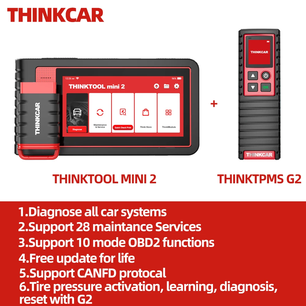 THINKTOOL MINI 2 CANFD OBD2 Scanner Automotive Full System 28 Resets Lifetime Free Update Car Code Reader Obd2 Diagnostic Tools