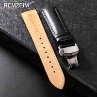 Bracelet de montre en cuir 18mm 20mm 22mm, bracelet de remplacement décontracté pour hommes et femmes avec fermoir papillon automatique 4