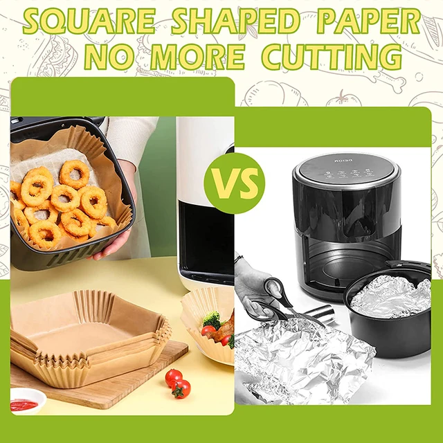 Grande friggitrice ad aria fodera di carta usa e getta quadrata 23cm  antiaderente Airfryer carta da forno pergamena per 3-10QT cestello per  cottura/cottura a vapore - AliExpress