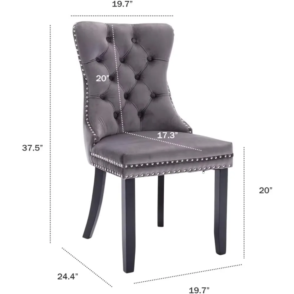 Velvet Dining Chairs Upholstered Dining Room Chairs with Ring Pull Trim and Button Back Luxury Tufted dining chair