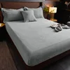 Velvet Mattress Cover Bed Sheet Pad Protector Winter Warm Soft King Queen Quilted Bed Fitted Sheet 140/150/160/180x200cm Decor 6