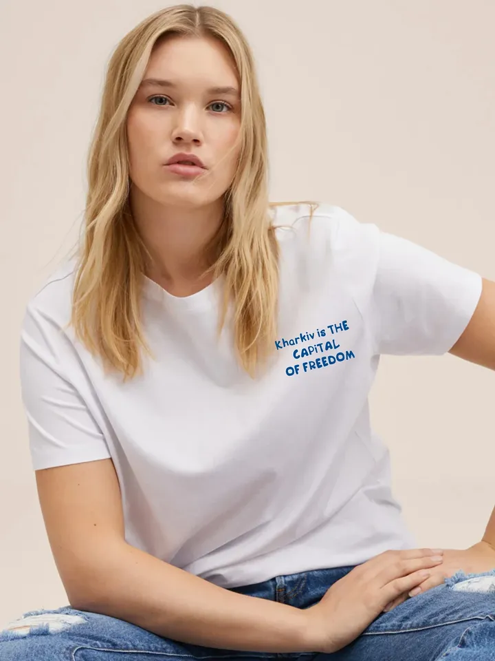 Summer Simple Fashion Print T-Shirt With Kharkiv is The CAPiTAL of Freedom Women's Summer Boutique  Tee Drop Sleeve Shirt