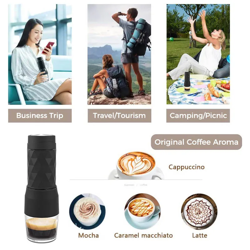 Portable Manual Coffee Machine 3In1 Italian Capsule Coffee Machine Outdoor Travel Hand Pressure Coffee Pot Capsules Coffee Maker 4
