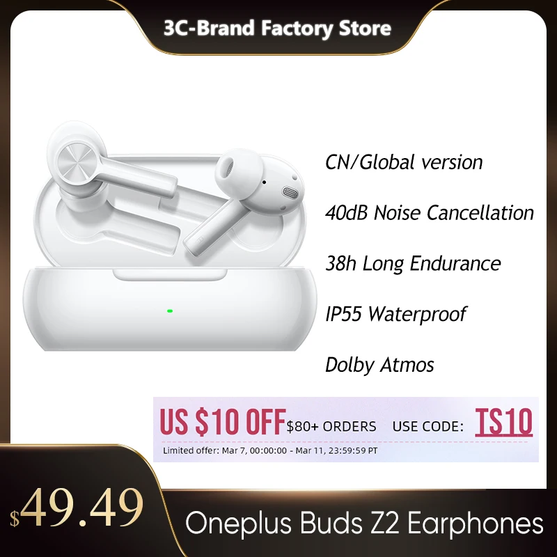Беспроводные наушники OnePlus Buds Z 2 Z2 TWS Bluetooth-гарнитура с активным шумоподавлением 40