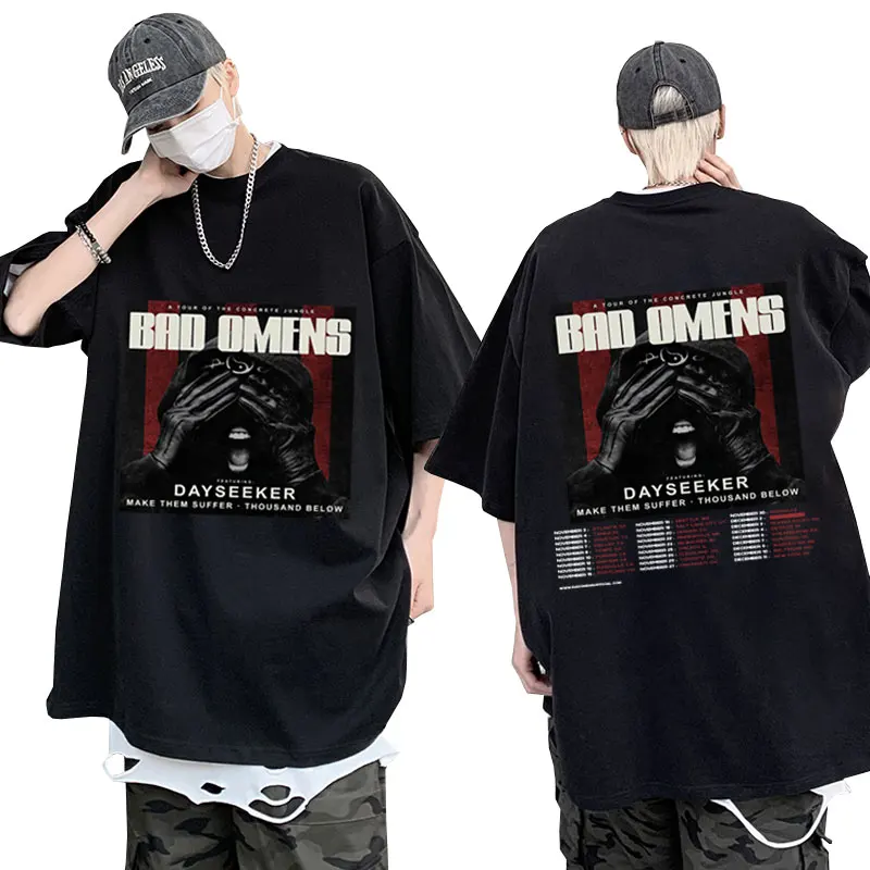 

Rock Band Bad Omens T-shirt Men Women's Fashion Gothic Vintage T Shirts Funny A Tour of The Concrete Jungle Tour Oversized Tees