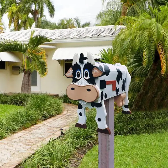Cow Postafiók Kézzel Készített Egyedi Fém Tehén Animal Stide Boad Form House Letter Box Dekoráció Otthon És Kert - Image 4