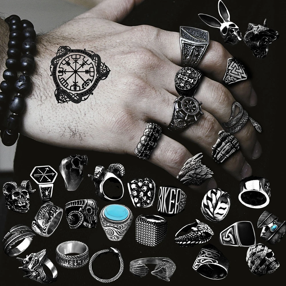 Original Unique Punk 316l Stainless Steel Jewelry For Men Rings Wolf Cross  Skull Satanic Demon God Biker Gothic Man Finger-ring - Rings - AliExpress