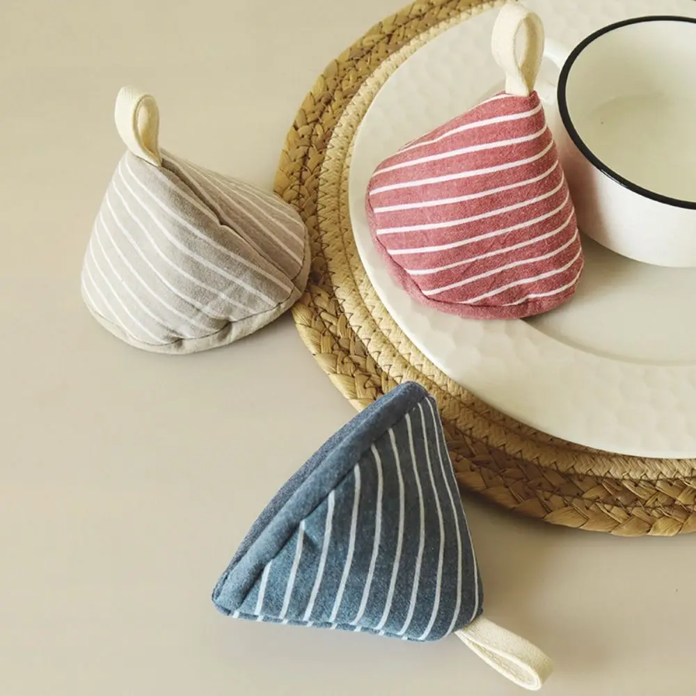 Striped Cotton Pot Holders Anti-Scalding Pot Triangle Hat Cloth Cover Thicker Handle Insulation