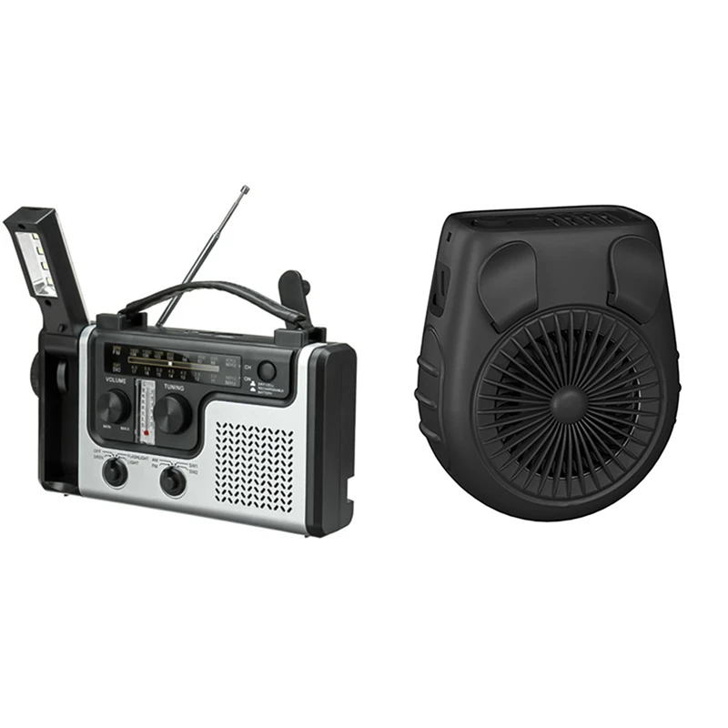 

Уличный многофункциональный Солнечный радиоприемник, портативный FM / AM радиоприемник с мини-портативным вентилятором, зажимом для талии