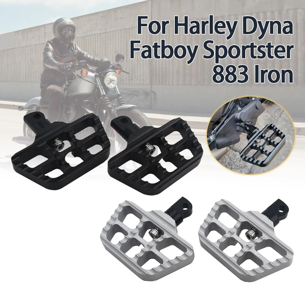 Moto Floorboard Anteriore Posteriore Piede Largo Peg Alluminio Per Harley Dyna Sportster 883 1200 Softail Heritage Deluxe Nero Argento
