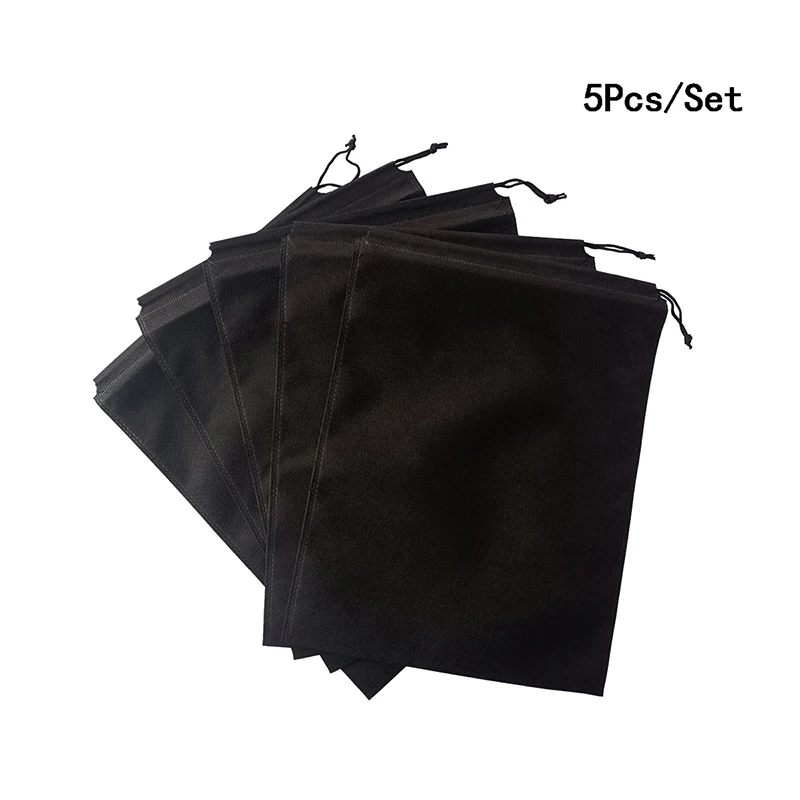 5Pcs/Set Shoes Storage Bags 30x40cm Travel Non-woven Fabric Dirty Clothes Black Storage Portable Tote Drawstring Dust Proof Bag 6