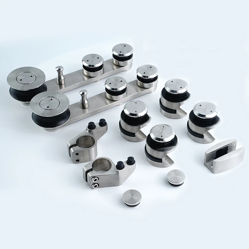 

Best Sale Bathroom Shower Room Glass Heavy Duty Rollers Stainless Steel Sliding Door Hardware System Glass Barn Door Hardware